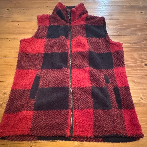 Stillwater supply co. Plaid Fleece Vest in Red and Black womens medium - Picture 1 of 12